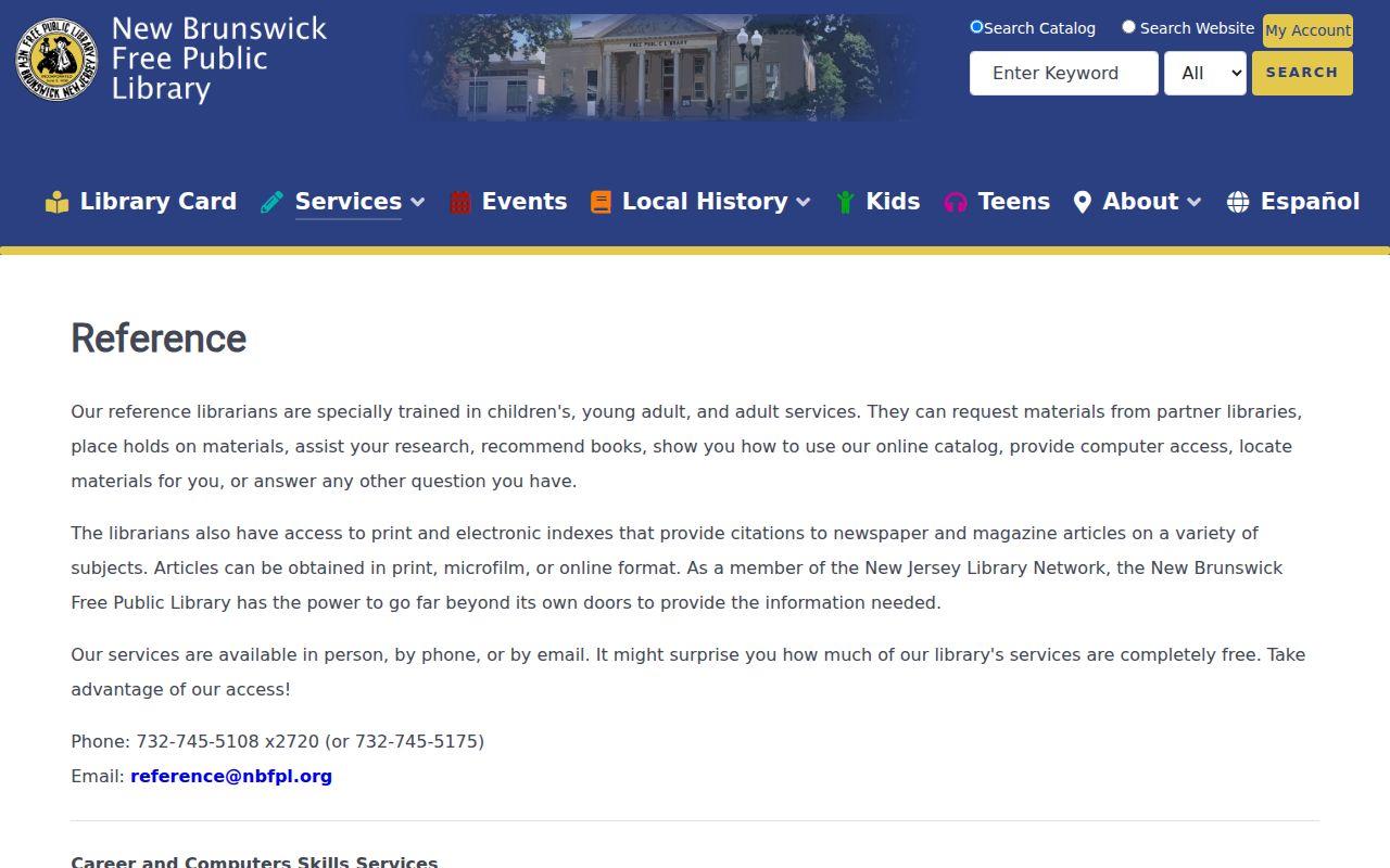 New Brunswick previous residents research through public library reference service